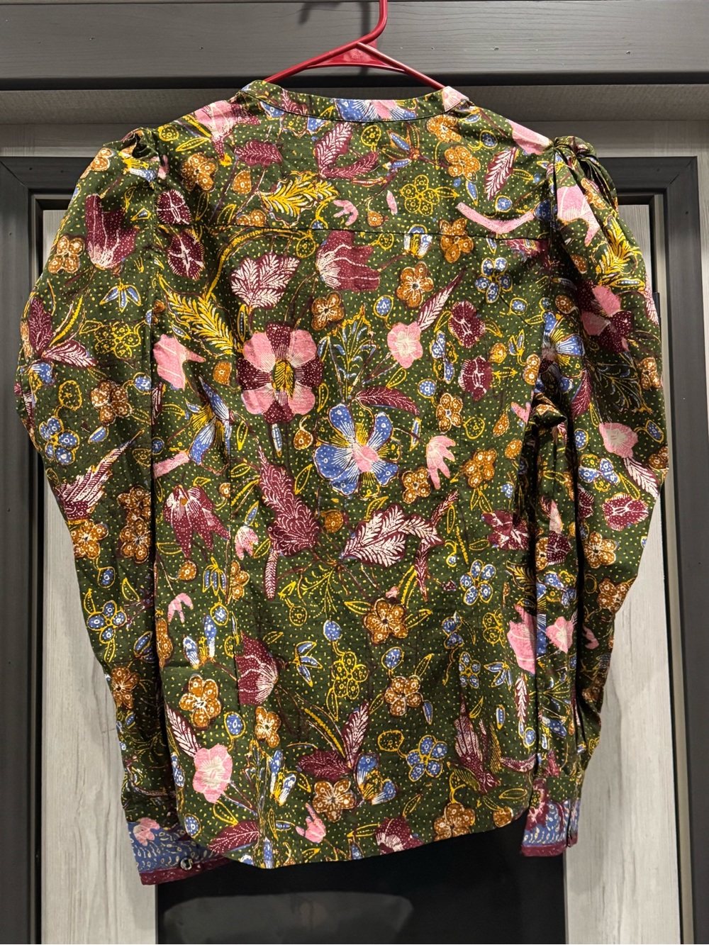 Ulla Johnson Willa Puff Sleeve Cotton Blouse in Pine Floral - Picture 5 of 9